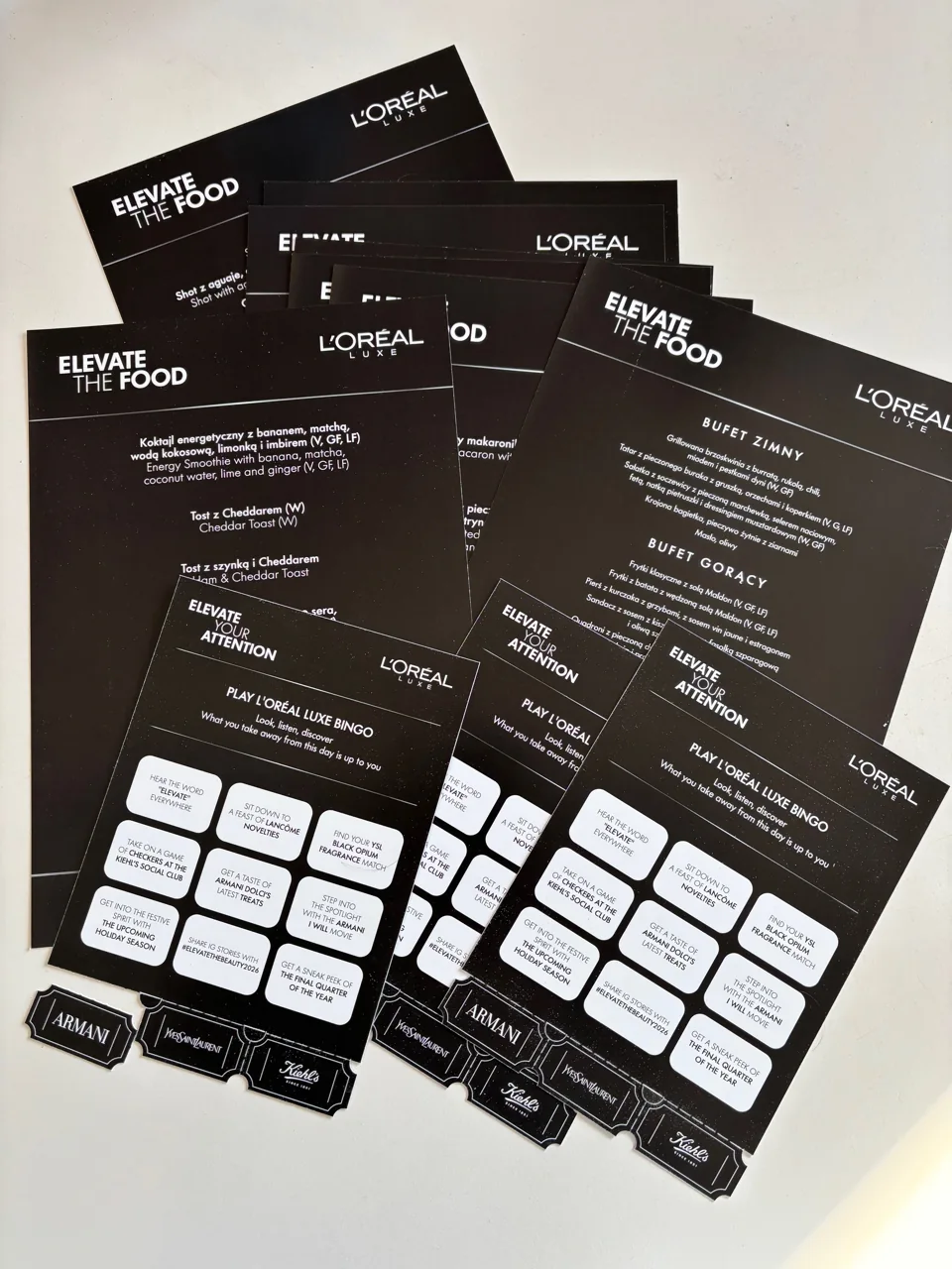 L’Oréal Luxe: Menu i materiały eventowe